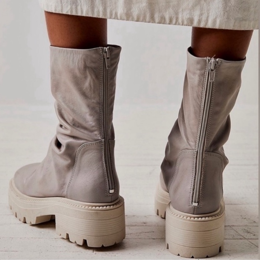 Free People Emma Ruched Phantom Leather Boots 40 EU 10 US NWOB - Picture 2 of 13
